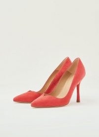 L.K. BENNETT FAYE PINK SUEDE SWEETHEART COURTS ~ lipstick-pink court shoes