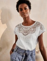 BODEN Fleur Embroidered Linen Top / feminine casual tops