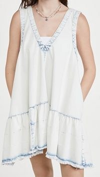 Free People Sunspray Denim Mini Dress Sunsky Wash Indigo