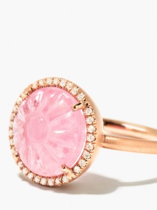 IRENE NEUWIRTH Gemmy Gem diamond, pink tourmaline & 18kt gold ring / circular luxe rings