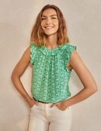 BODEN Helen Top / green summer flounce tops