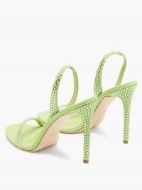 PARIS TEXAS Holly green crystal-embellished suede slingback sandals