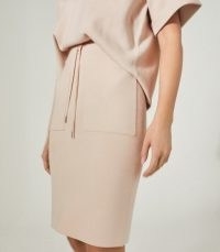 REISS JIA JERSEY MIDI SKIRT BLUSH