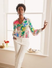 BODEN LIlian Silk Blouse Azalea, Enchanted Amour / retro print blouses