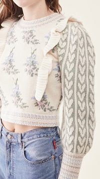 LoveShackFancy Warwick Pullover / floral cropped jumper