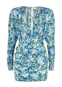 MAGDA BUTRYM Floral-print silk crepe de chine mini dress ~ plunge front bodycon