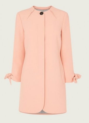 L.K. BENNETT MAISIE PINK CREPE TIE CUFF COAT ~ occasion coats for spring and summer