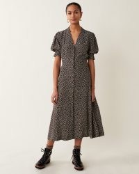 JIGSAW MINI PETALS FLORAL TEA DRESS / short puff sleeve dresses