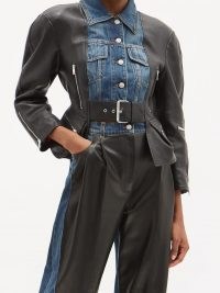 ALEXANDER MCQUEEN Nappa leather and denim basque jacket ~ cinched waist jackets