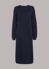 WHISTLES BONNIE SWEAT DRESS / navy blue sweatshirt dresses