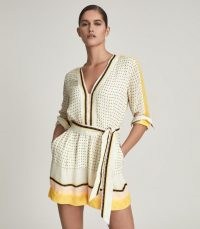 REISS NAYA SCARF PRINT PLAYSUIT YELLOW ~ chic summer playsuits