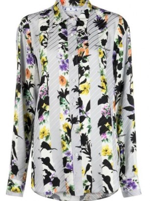 Off-White floral-print long-sleeve shirt / grey flower print shirts