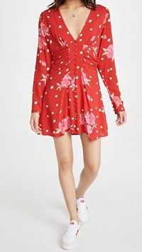 Free People Date Night Mini Dress / ruched waist floral dresses