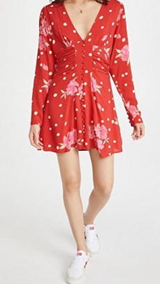 Free People Date Night Mini Dress / ruched waist floral dresses
