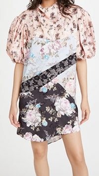 Preen By Thornton Bregazzi Kaede Dress / puff sleeve mixed print dresses