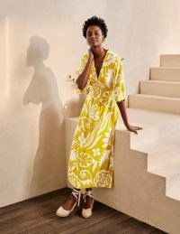 BODEN Poppy Jersey Maxi Dress / chartreuse tropical print summer dresses