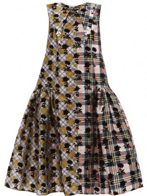 CHOPOVA LOWENA Floral-flocked check taffeta midi dress – voluminous dresses
