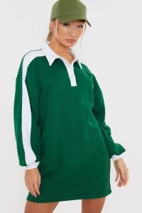 SAFFRON BARKER GREEN POLO OVERSIZED MINI DRESS ~ sporty style dresses