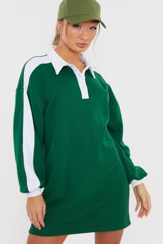 SAFFRON BARKER GREEN POLO OVERSIZED MINI DRESS ~ sporty style dresses