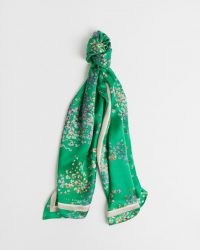 TED BAKER SABREEN Serendipity long silk scarf / green floral scarves