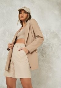 MISSGUIDED stone oversized longline blazer