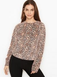 VICTORIA’S SECRET Velour Crewneck – animal print loungewear – leopard crew neck top