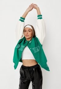 zara mcdermott x missguided green michigan varsity jacket ~ casual American style jackets