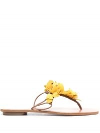 Aquazzura Yellow Bougainvillea flat sandals / floral summer flats