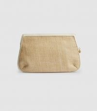 REISS AUBREY RAFFIA CLUTCH BAG NATURAL ~ large summer handbags