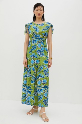 Vera for Anthropologie Bluebell Maxi Dress / empire waist summer dresses / bold vibrant prints