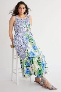 Maeve Bouquet Flounced Maxi Dress Blue Motif / mixed floral prints