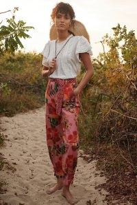 Farm Rio Esperanza Trousers in Rose / pink floral pants