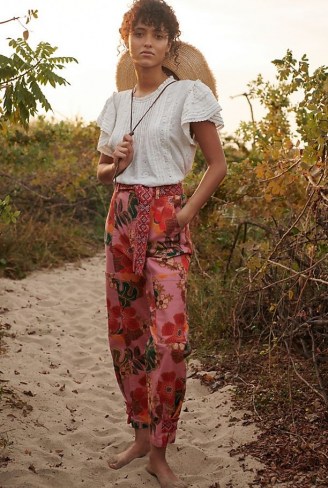 Farm Rio Esperanza Trousers in Rose / pink floral pants