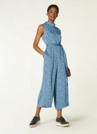 L.K. BENNETT BANCROFT BLUE ROPE PRINT JUMPSUIT ~ This chic cropped wide leg all-in-one would be a gorgeous addition to any warm weather wardrobe. It’s sleeveless, with a high neck and a feminine tie waist. Created in a flowy lightweight silky fabric, all you have to do is slip it on and add a pair of your favourite ballet flats and crossbody bag for an effortlessly stylish easy breezy summer outfit.