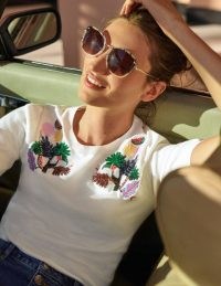 BODEN Belsay Embroidered Knitted Tee / toucan bird top