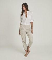 REISS BRIA LINEN BLEND CARGO TROUSERS STONEBRIA ~ cool casual style