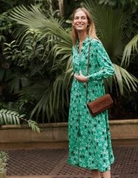 BODEN Cecile Midi Shirt Dress Highland Green, Monkey Palm / animal print dresses