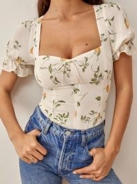 REFORMATION Delevan Top / floral puff sleeve tops