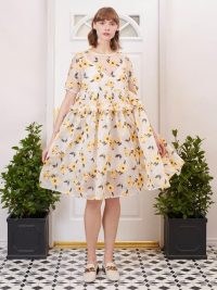 sister jane Lady Love Oversized Midi Dress / romantic semi sheer floral dresses