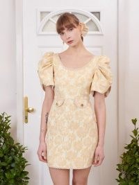 sister jane Telegram Jacquard Mini Dress / romantic yellow floral occasion dresses