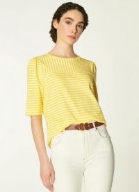 L.K. BENNETT EMMA CREAM YELLOW COTTON T-SHIRT / striped summer tee