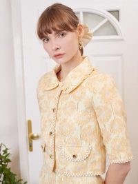 sister jane Telegram Jacquard Cropped Jacket / yellow embellished occasion jackets