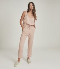 REISS KAT CASUAL STRAIGHT LEG JUMPSUIT BLUSH ~ luxe sports inspired jumpsuits