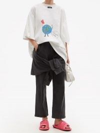 BALENCIAGA Knotted cotton-jersey cropped-leg track pants / sportswear inspired fashion