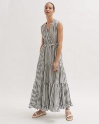 JIGSAW LINEN STRIPE WRAP MAXI DRESS ~ effortless summer style clothing