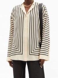 TOTÊME Striped silk crepe de Chine shirt ~ chic loose fit shirts