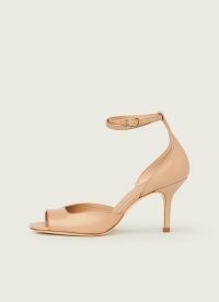 L.K. BENNETT NOREEN BEIGE LEATHER SANDALS / luxe ankle strap peep toe shoes