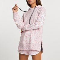 RIVER ISLAND Pink RI Active floral hoodie / feminine pullover hoodies