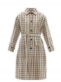 ANOTHER TOMORROW Reversible checked organic-cotton trench coat ~ check print D-ring belted coats for spring