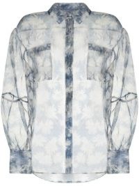 SIR. Anais blue silk floral-print sheer shirt / feminine style shirts